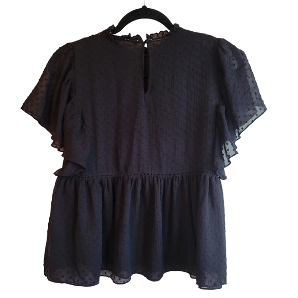 Zara Floral Boho Romantic Feminine Black Embroidered Top, Size Medium - Picture 4 of 6